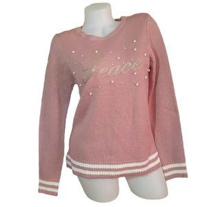 Peace Holiday Sweater Dusty Pink Size Small